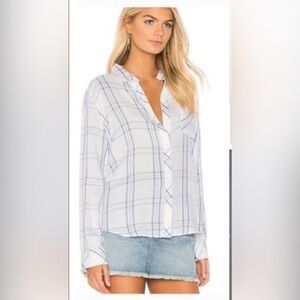 Rails White and Blue Plaid Women's size L